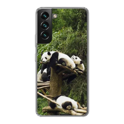 Produktbild von MuchoWow® Handyhülle Schutzhülle Hülle für Samsung Galaxy S22 Plus Pandas - Holz - Treppe Silikon Softcase Handy Hülle - Schutzabdeckung