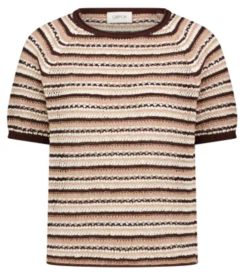 Produktbild von Cartoon (230) Strickpullover Kurz 1/2 Arm Brown/Cream Brown/Cream 38