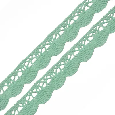 Klöppelspitze Baumwolle ab 1m x 19mm Spitzenband für Hochzeit Deko Nähen Oeko-Tex DIY Farbwahl mint