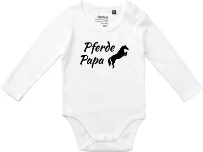Produktbild von Huuraa Baby Body Pferdepapa Silhouette 62 White  Baumwolle Fairtrade Langarmbody Geschenkidee