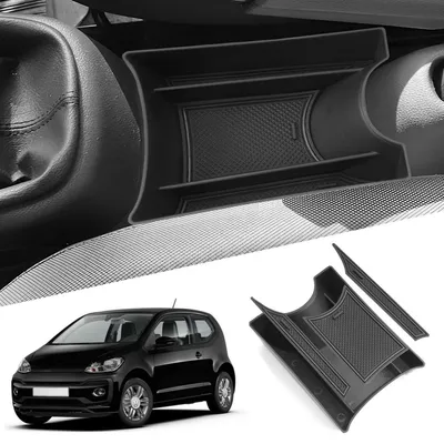 Zdjęcie produktu dla Organizator do środkowej konsoli środkowej, pasujący do VW UP GTI / Seat Mii / Skoda Citigo, lata produkcji 2013-2023, wykonany z ABS, kolor czarny