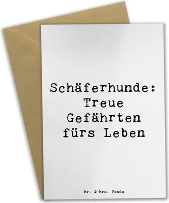 Produktbild von Mr. & Mrs. Panda Grußkarte Spruch Schäferhund Gefährten - Weiß - Geschenk, weihnachtskarten, Begleiter, Hund, glückwunschkarten, Hunderassen Charakter, Eigenschaften