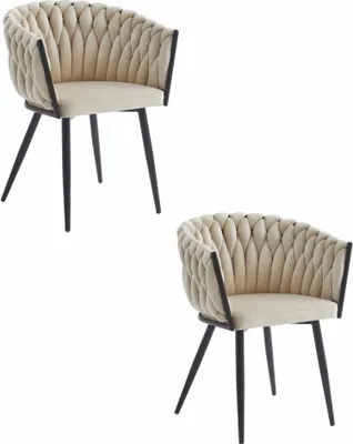 Obrázek produktu pro Židle Valora ORION, béžové sametové černé nohy x2 | Pár béžových židlí s elegantními černými nohami