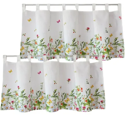 Produktbild von Scheiben-Gardine Landhaus-Stil Blumen Frühling Sommer 120 x 60 cm