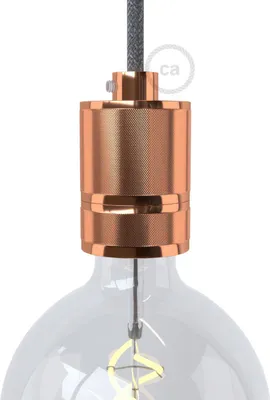 Immagine prodotto di Creative-Cables Kit portalampada E27 in Alluminio zigrinato a Doppia ghiera per Paralume - Rame