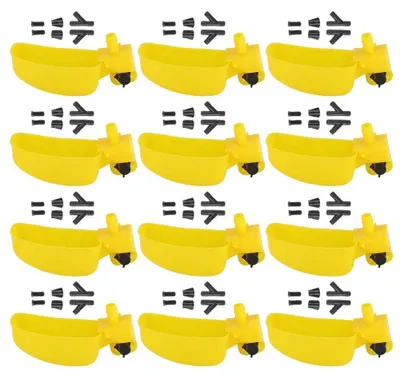 Productafbeelding van Wachtel drinkbakken 12 stuks - Automatische wateraanvulling - PP-materiaal - 11,8 cm - Voor duiven/vogels - Inclusief accessoires - Vogeldrinkbak