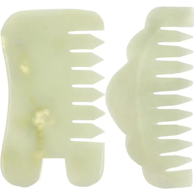 Productafbeelding van Solidchoice - Set van 2 Jade Massage Kammen voor Hoofdzorg