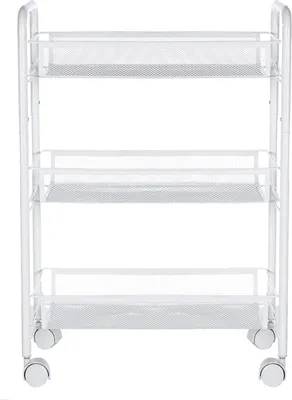 Immagine prodotto di carrello portavivande a 3 livelli per cucina Cestello per frutta e verdura Cestello con ruote Cassette - Bianco
