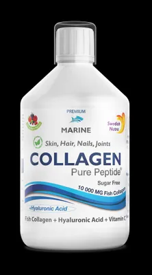 Obrázek produktu pro Swedish Nutra Marine Collagen 10 000 mg – tekutý rybí kolagen s kyselinou hyaluronovou a vitamínem C, 500 ml – příchuť jahoda/lesní plody