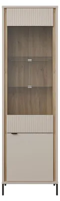 Produktbild von Furniture24 Vitrine Seravel Svlv711-Q112 Mit Glastür Und Einlegeböden Vitrinenschrank - Beige