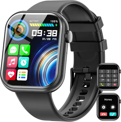 Produktbild von Smartwatch 1.85 Zoll Touchscreen mit Bluetooth Anrufen 140+ Sportmodi SpO2 Herzfrequenz Schlaftracking Schrittzähler für iOS Android