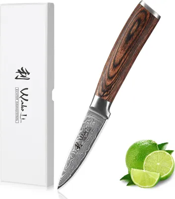Produktbild von Wakoli EDIB Sakura Officemesser – 8 cm Damastklinge, 67 Lagen VG-10, Pakkaholzgriff | in Geschenkbox