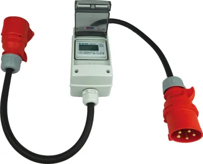 Produktbild von NWP 32A 400V CEE Adapter - mobiler digitaler Stromzähler - geeicht - (mit Reset) IP44 - 3-phasig