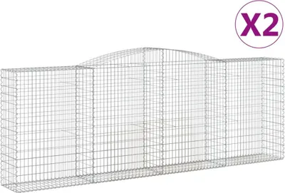 Imagen del producto de vidaXL: 2 gabiones con forma de arco, 400x50x140/160 cm, hierro galvanizado