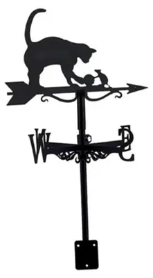 Wetterfahne Katze, Metall, 56x34 cm, schwarz, für Garten
