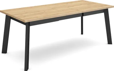 Immagine prodotto di ODIN Tavolo da Pranzo, 194x90x75cm, Per 10 persone, Gambe in legno, Rovere e Nero