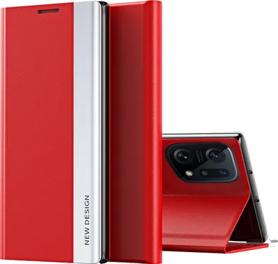Obrázek produktu pro OPPO Find X5 Case, koženéPolyuretanmagnetické pouzdro s flipem pro OPPO Find X5 Red