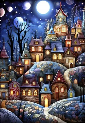 Obrázok produktu pre Alipson puzzle Village under the moon - 1000 dielikov puzzle