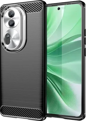 Image de Etui pour Oppo Reno11 Pro silicone TPU souple, fibre de carbone, étui de protection antichoc noir