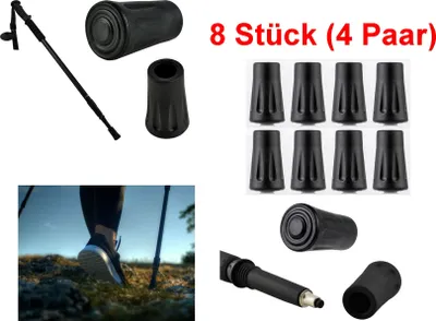 Produktbild von GKA 4 Paar (8 Stück) Walking Asphaltpads Gummipuffer Ersatzfüße für Trekking Stöcke Grip Pads Nordic Walking