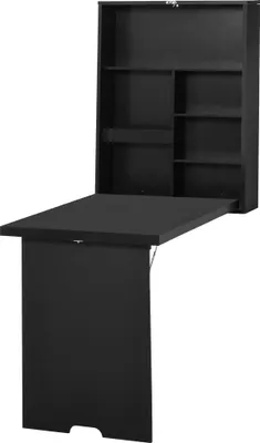 Produktbild von Klappbarer Wandtisch Schreibtisch mit Whiteboard, 60x94,5x147 cm, platzsparend, schwarz
