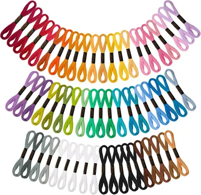 Productafbeelding van Borduurgaren - Set van 60 - 52 Kleuren 8 m - 6 Strengen - Kruissteekgaren - Borduurgaren Voor Vriendschapsarmbanden