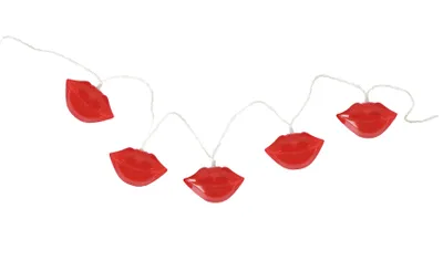 Produktbild von LICHTERKETTE Lippen 10 LED Rot Girlande 100cm Lichtkette Leuchte Party Deko 61