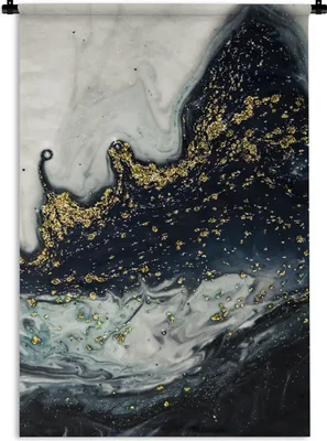 Produktbild von MuchoWow® Wandteppich Wandbehang Marmor - Abstrakt - Gold - Luxus 90x135 cm Tapisserie Dekoration Wandtuch - Baumwolle - Wandskulptur