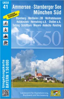 Obrázek produktu pro Ammersee, Starnberger See, Mnichov-Jih 1 : 50 000 (UK50-41)