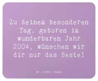 Produktbild von Mr. & Mrs. Panda Mauspad Spruch 2004 Geburtstag - Lavendeltraum - Geschenk, Jahrgang, Geboren am, Wünsche zum, gummi, laptop, Jahrgangsgeschenk, Happy Birthday, Mouse Pad