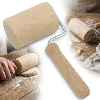 Produktbild von Holzrollstab mit Griff 18 cm für Teigform