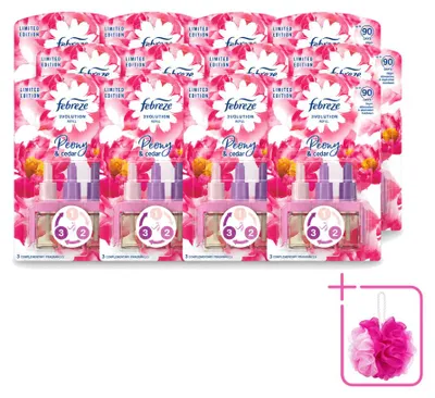 Imagen del producto de 12 unidades de recambio Febreze 3Volution – Pionista y cedro – Paquete ahorro