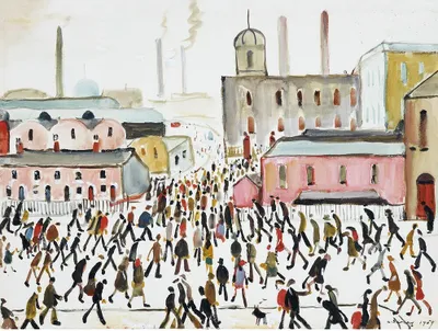 Immagine prodotto di L.S. Lowry - Stampa su tela con cornice "Going To Work 1959", stampato PM6004 (40 cm x 50 cm) (A colori)