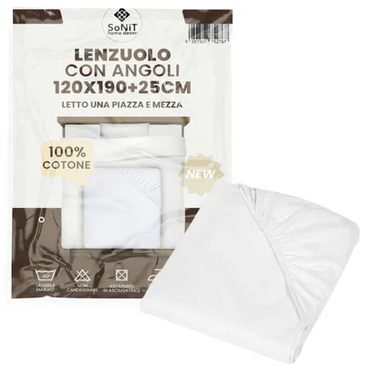 Immagine prodotto di Lenzuola in cotone, 120 x 190 cm, bianche, per letto matrimoniale, traspiranti
