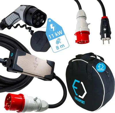 Obrázok produktu pre Sada EVELINE Max II - Inteligentná prenosná AC nabíjačka TYP 2 - CEE 5-kolík | 16A | 3fázy | 11kW | 8m