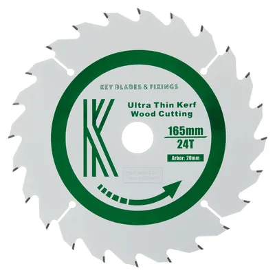 Kreissägeblatt 165 mm, 24 Zähne, 20 mm Bohrung, 1,6 mm Schnittfuge