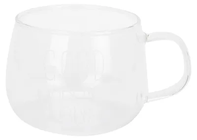 Große Borosilikatglas-Tasse mit Henkel, transparent, 1 Stück