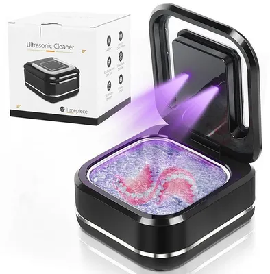 Produktbild von Ultraschallreiniger für Zahnspangen & Aligner, 42 kHz, 24 W, 2 Reinigungsmodi mit UV, 180 ml, leise– Ultraschallbad für Zahnprothesen, Aufbissschienen