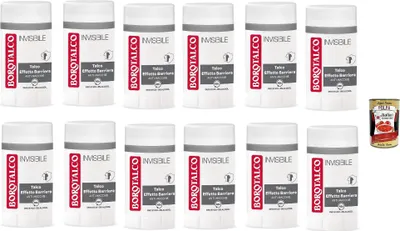Produktbild von Borotalco, Deodorant Deo Stick Invisibile, ohne Alkohol,mit Talk des Barriereffekts, fängt und überträgt keine Laions, 48 Stunden Wirksamkeit, 12x 40ml + Italian Gourmet polpa 400g