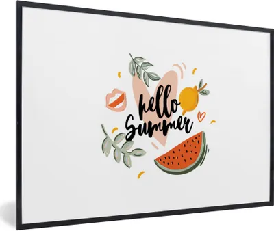 Produktbild von MuchoWow® Gerahmtes Poster Zitrone - Wassermelone - Sommer 60x40 cm - Poster mit Schwarzem Bilderrahmen Wandposter Rahmen Foto Bilder - Printing - Wanddeko Schlafzimmer
