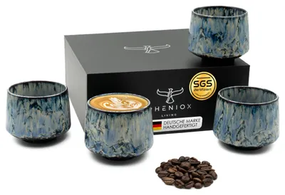 Zdjęcie produktu dla Zestaw filiżanek do cappuccino - 4 sztuki - 180 ml - Wysokiej jakości kamionka - Można myć w zmywarce