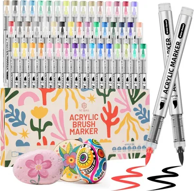 48 Acrylmarker mit Pinselspitze – für Stein, Holz, Glas, Keramik