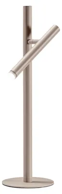 Imagen del producto de Lámpara de mesa Gealuce GLS, fabricada en aluminio de color gris paloma. Lámpara LED de 5,4 W con función de atenuación, temperatura de color de 3000 K, ángulo de iluminación de 25°, grado de protección IP20, diseño moderno y elegante
