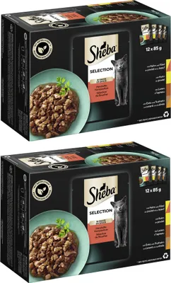 Produktbild von SHEBA® Portionsbeutel Multipack Selection in Sauce Herzhafte Komposition 2 x 12 x 85g