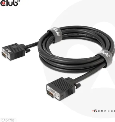 Zdjęcie produktu dla CLUB3D CAC-1703, 3 m, VGA (D-Sub), VGA (D-Sub), Męska, Męska, Czarny