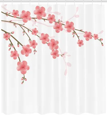 Produktbild von 3D-Duschvorhang mit rosa Kirschblüten, schimmelresistent