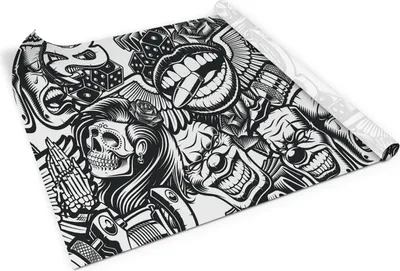 Produktbild von Totenköpfe tattoo– Möbelfolie selbstklebend – PVC Klebefolie für Möbel – Küche – Schränke – Möbelrenovierungsfolie – Möbeldekorfolie – 100x50 cm