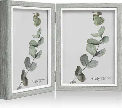 Obrázok produktu pre Sivý drevený držiak na fotografie - dvojitý kolážový držiak na fotografie - 2 kusy - sivý - drevo - 13x18 cm