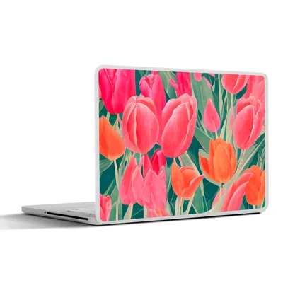 Produktbild von MuchoWow® Laptop Aufkleber Sticker Cover Tulpen - Blumen - Rosa - Rot - Kunst 30x21 cm - Sticker für Laptop - Selbstklebend