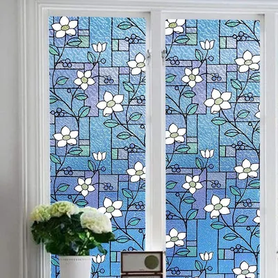 Zdjęcie produktu dla INF Kwadratowa naklejka statyczna floret matowa dekoracyjna folia okienna zapewniająca prywatność Wielobarwność 44.5x200 cm